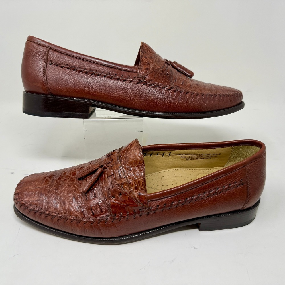 Brass Boot Men's Tassel Loafers Full Leather Made in Brazil / Spain Size 11 M - Picture 8 of 16